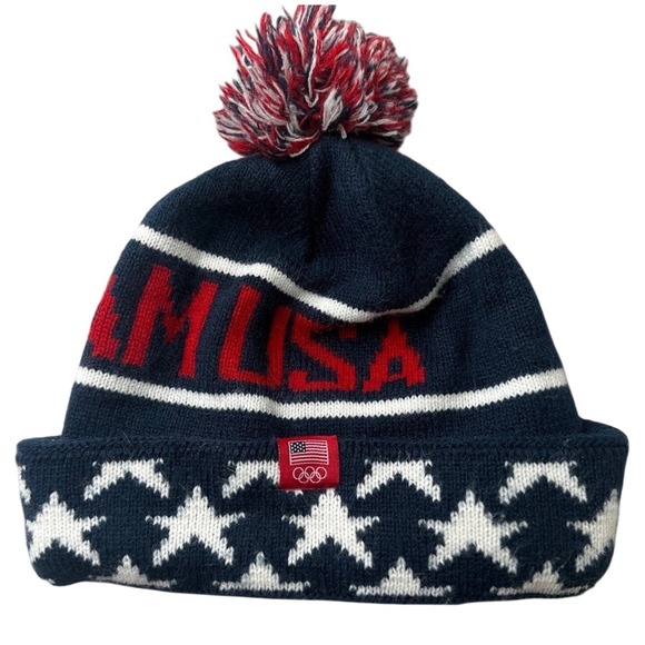 Outerstuff Other - Team USA Olympic Knit Pom Beanie Hat Navy Red White One Size Winter USA